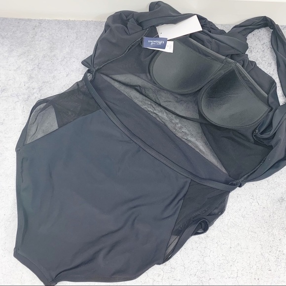 Swimsuits for All Hollywood Black Mesh One Piece Size 8, 12, 16 NWT - Picture 5 of 6